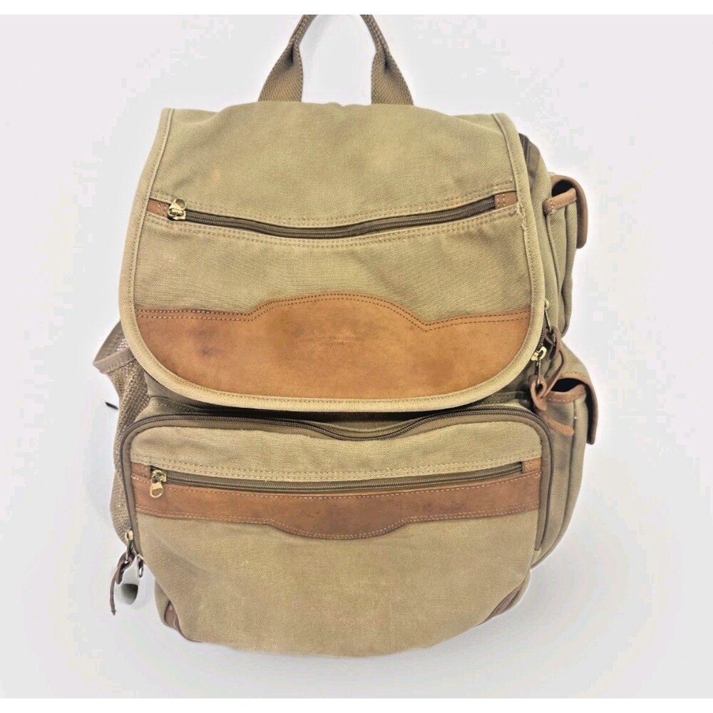 Vintage Orvis Battenkill Leather and Canvas Backpack Outdoor Travel Bag